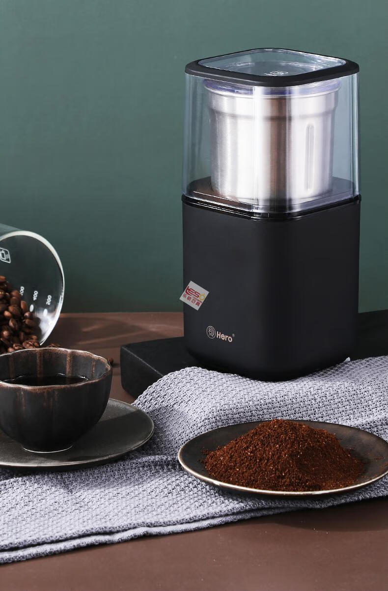 磨豆机电动咖啡豆研磨机家用小型粉碎机不锈钢咖啡机磨粉机e1黑金刚不