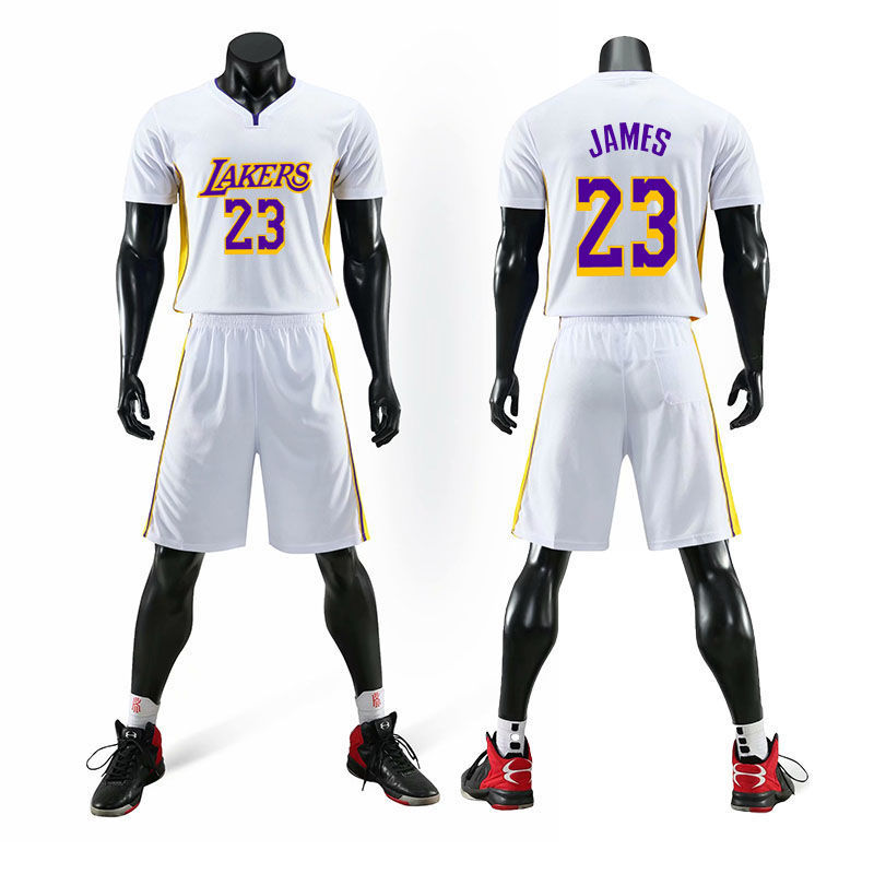 詹姆斯球衣nba球衣男女比赛球服黑曼巴湖人队23号t恤篮球服6号假两件