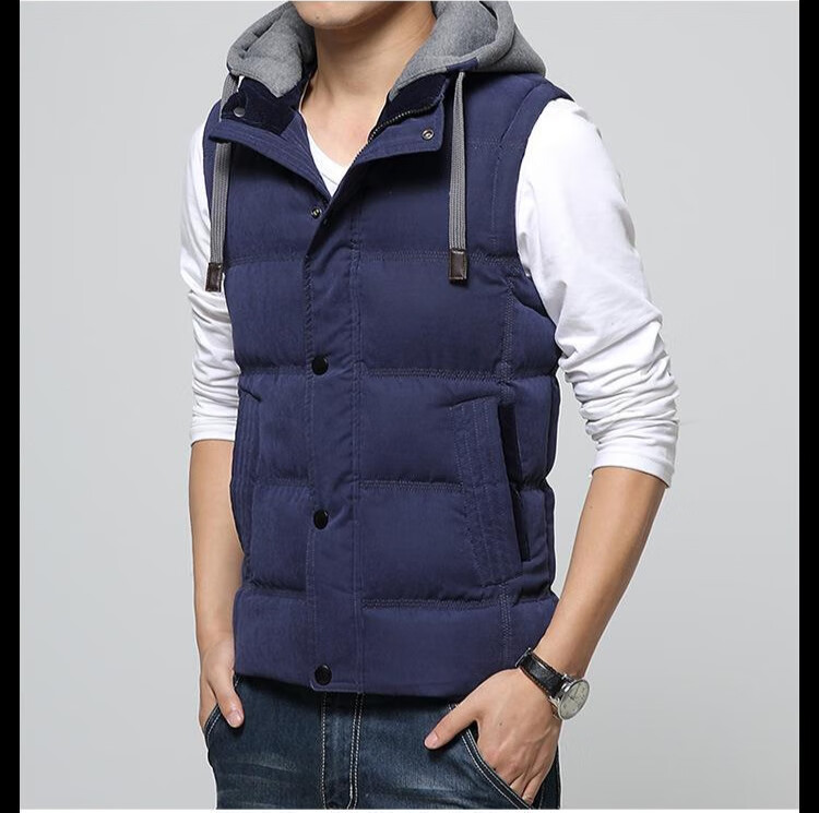 马甲男男士棉马甲秋冬季休闲坎肩保暖外套背心青年修身连帽工装马夹