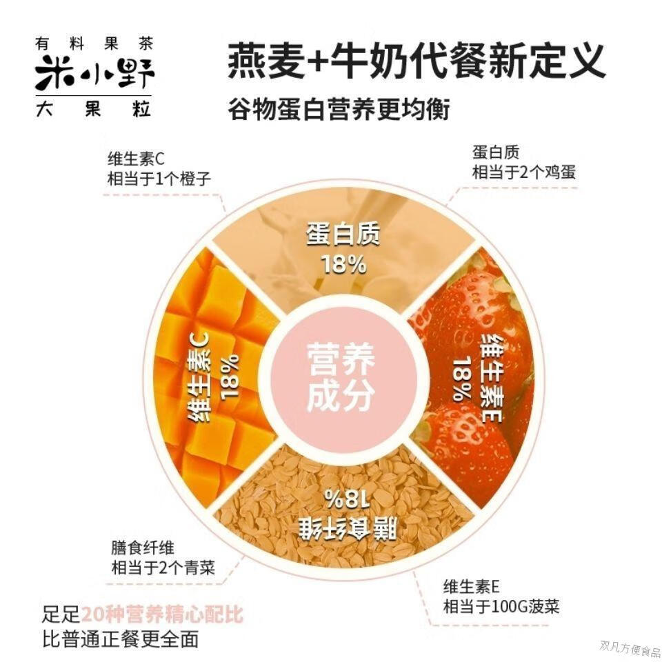 米小野燕麦奶昔 代餐奶昔 果粒草莓黄桃燕麦酸奶 益生菌乳酸菌 早餐奶