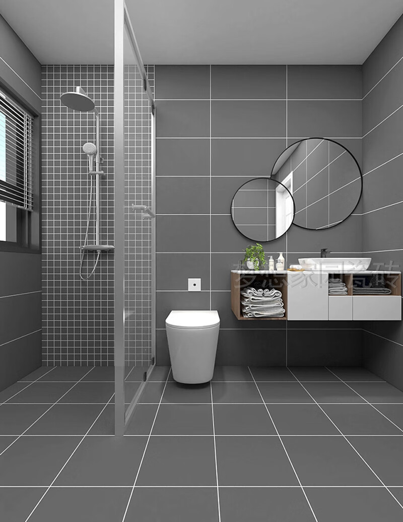定制灰色瓷砖厨房卫生间墙砖300x600阳台哑光防滑地砖全瓷水泥仿古砖