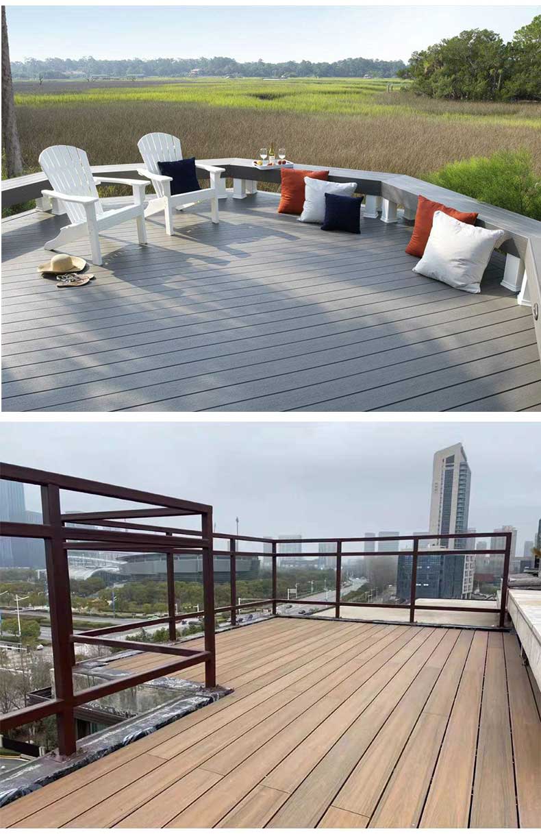 户外二代共挤塑木地板阳台花园防腐生态木塑公园庭院别墅室外地板3d