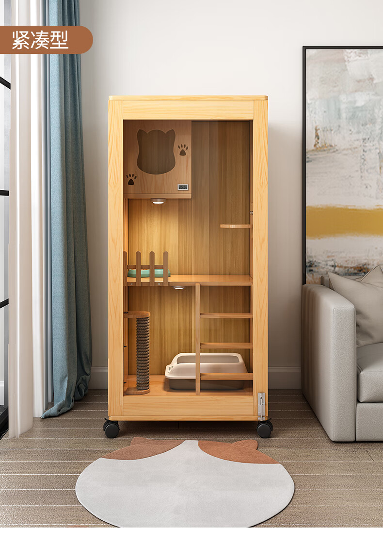 猫别墅实木猫笼子猫舍家用猫窝展示柜两层猫咪繁殖繁育笼超大猫屋 免