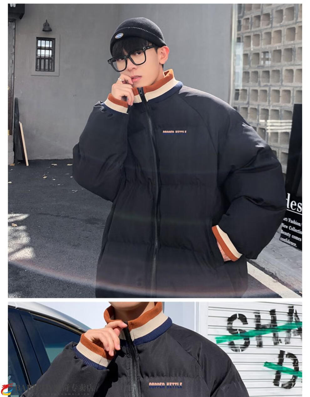 型男穿搭babiboy棉衣男加厚外套冬季短款面包服潮流简约纯色日系百搭