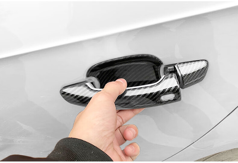 适用于奥迪门把手a3a4la6lq3q2lq5l改装碳纤汽车外拉手门碗门把手贴