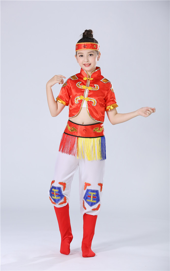 德莉娅儿童蒙古表演服女童筷子舞演出服马蹄哒哒蒙族舞蹈服装舞动的