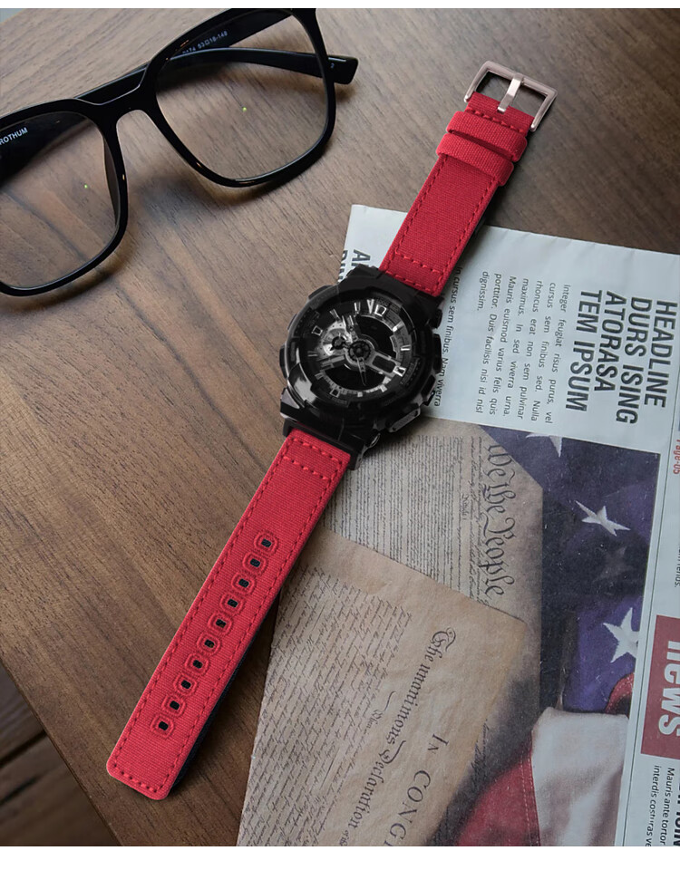 【官方品质】卡西欧ga110帆布表带gshock手表带ga-700小方块dw-5600