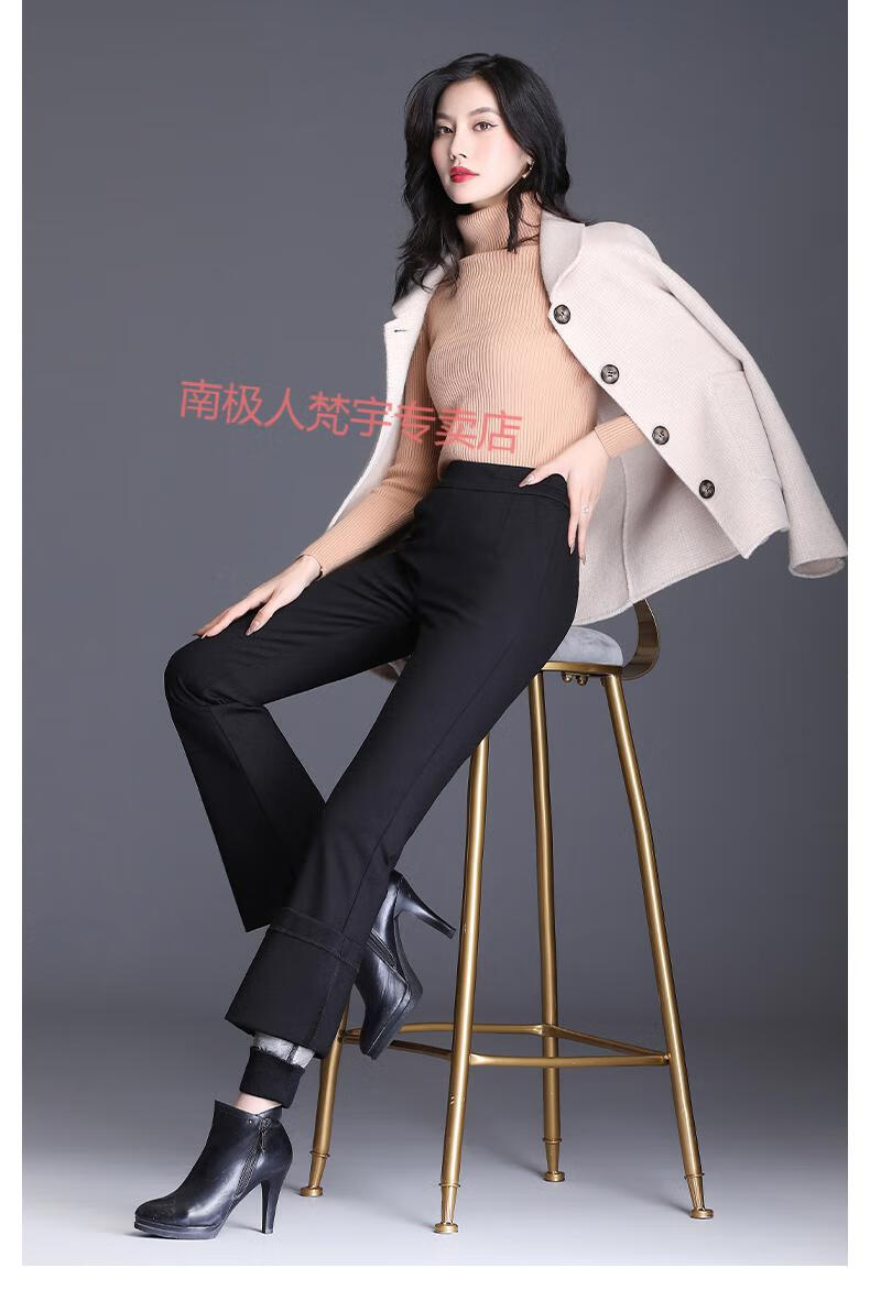 南极人高档品牌 微喇羽绒裤女外穿白鸭绒棉裤2021年冬季加绒加厚高腰