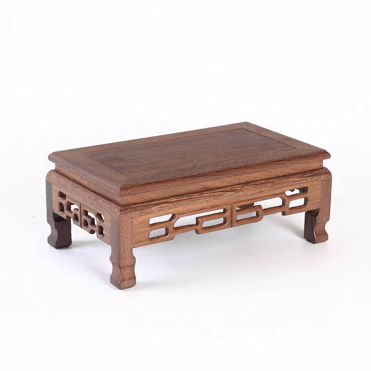 脚方形底座红木工艺品摆件盆景家居多款长方实木木托抱脚正方二号14cm