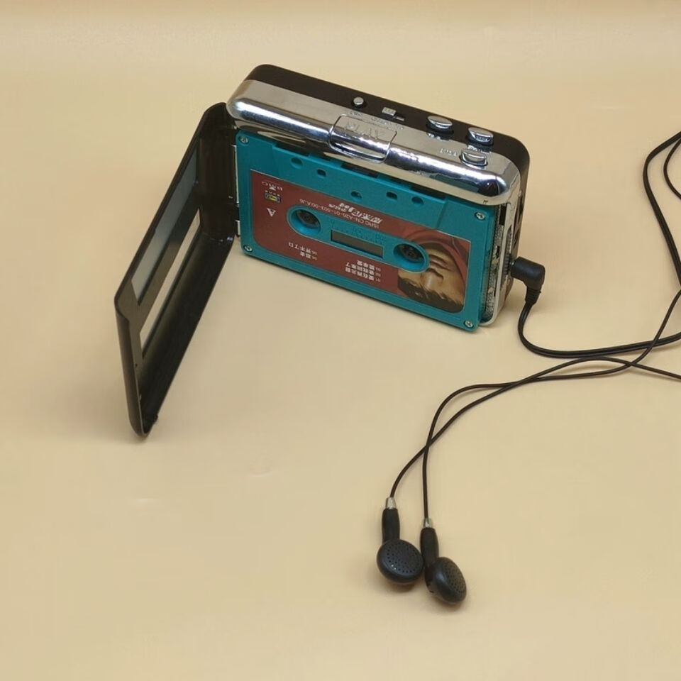 怀旧磁带机随身听老式播放卡带机自动翻面usb供电送eva磁带灰色透明