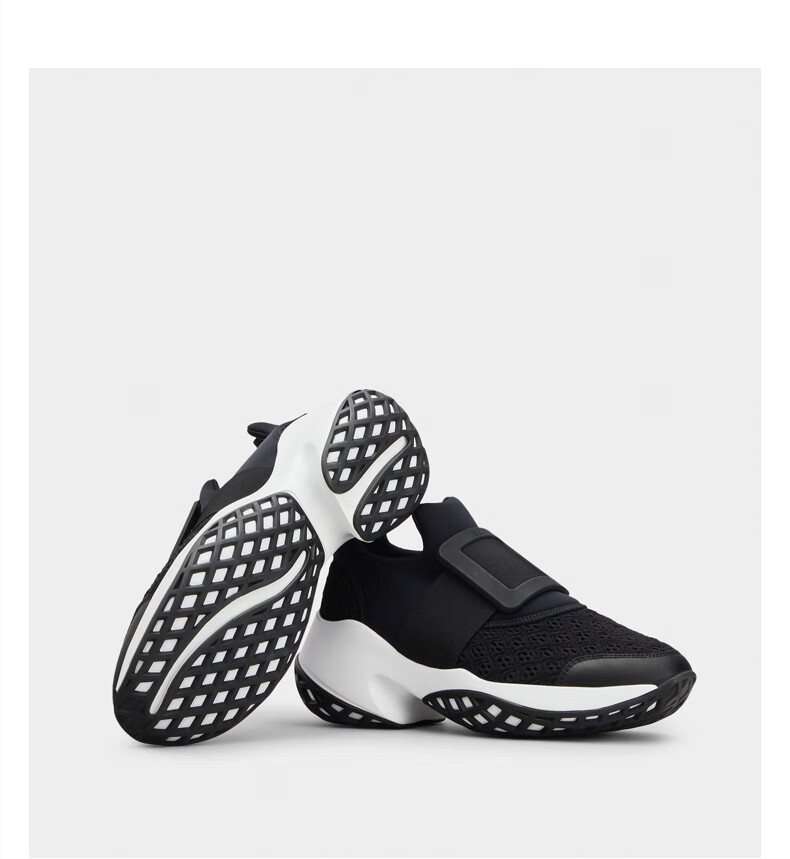 roger vivier viv run系列方扣圆头运动鞋厚底时尚老爹鞋 黑色 39