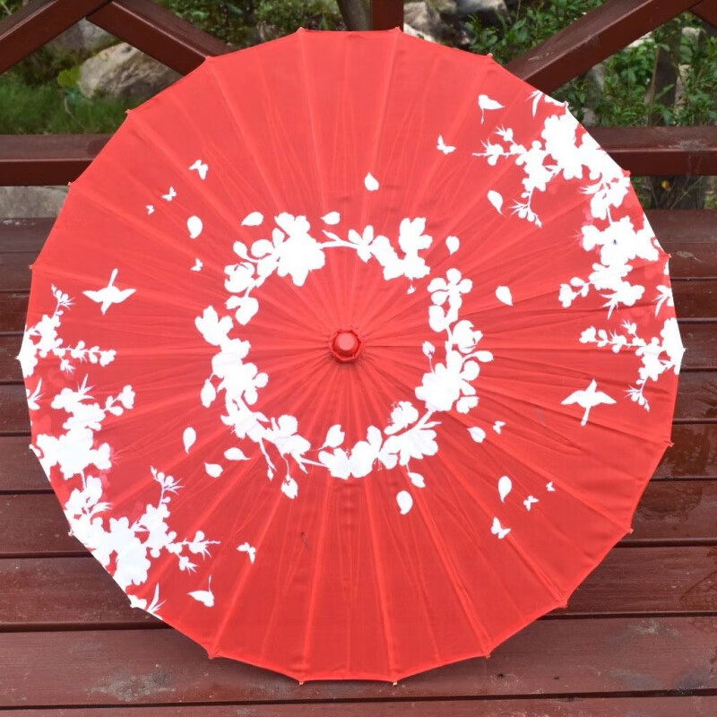 古风油纸伞女中国风舞蹈演出古典古装汉服绸布伞旗袍道具装饰红伞图案