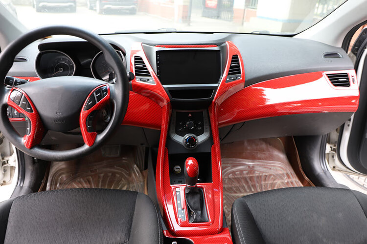 适用1216款朗动改装仿碳纤维桃木内饰中控前台档位水杯框贴亮片自动挡