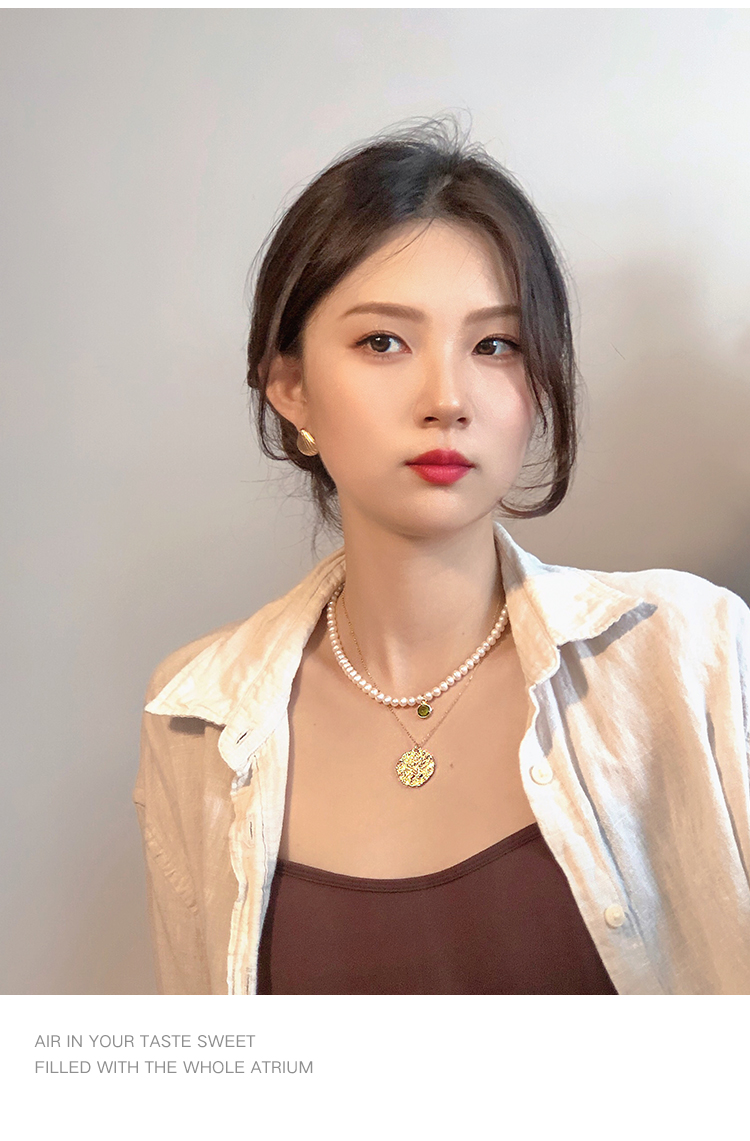 白百何同款生辰石珍珠项链女小众设计叠戴锁骨链吊坠七夕 11月黄水晶