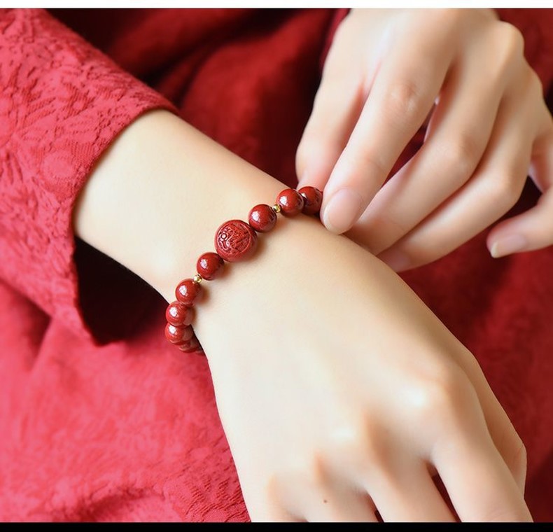 晶宇祥天然紫金朱砂手串十二生肖男本命年女牛年红绳手链生肖礼物