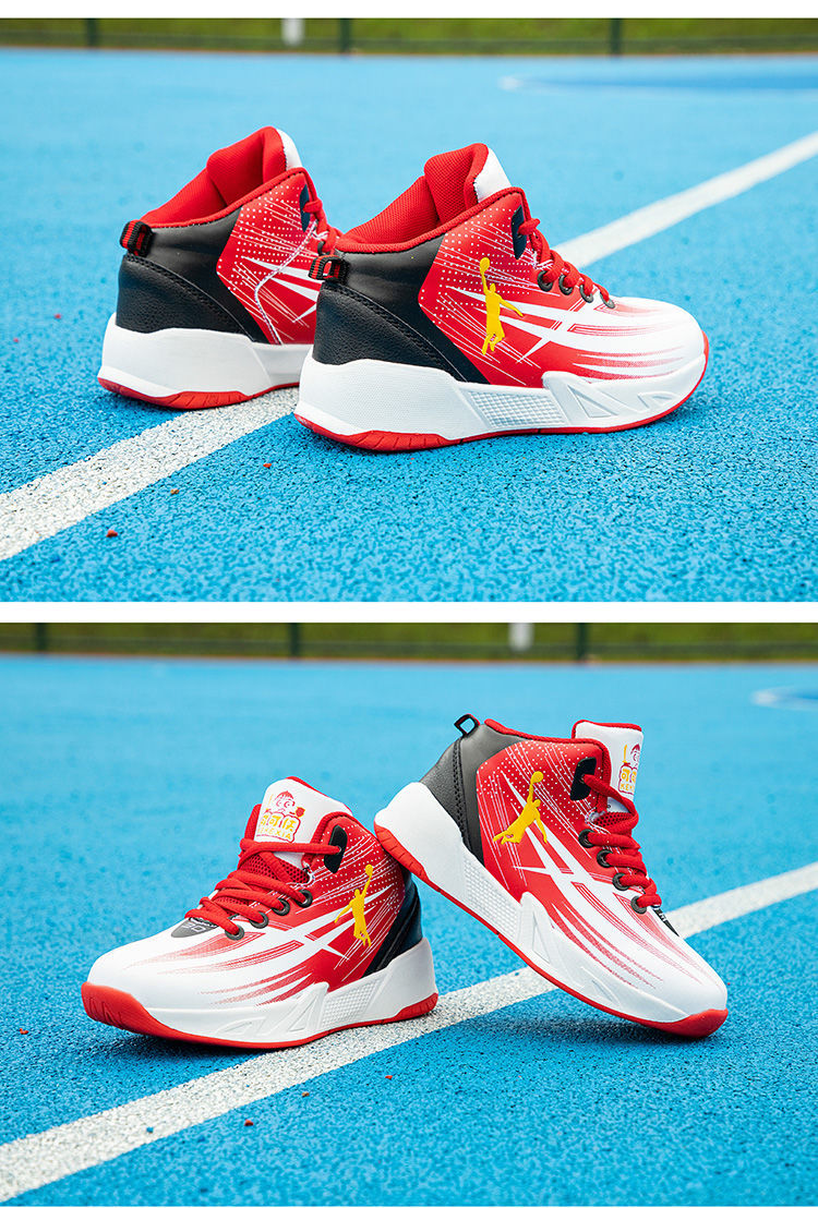沙筱奕儿童篮球鞋篮板王男童防水皮面高帮运动鞋秋冬新品中大童小孩