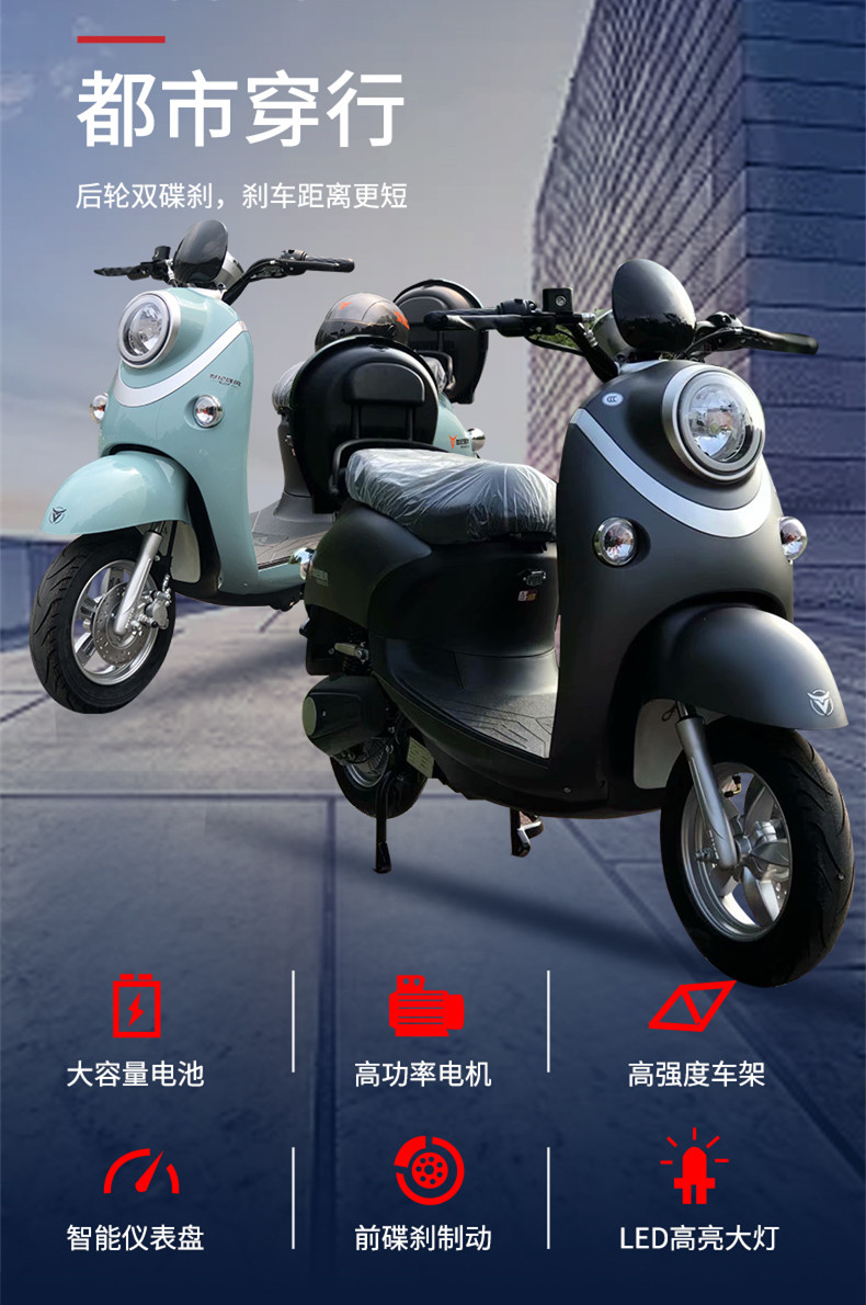 小龟王电动车摩托60v跑外卖小绵羊电瓶车踏板可上牌72v高速长跑王防盗