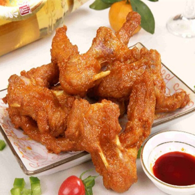 鸡锁骨连心脆奥尔良风味带骨鸡胸肉鸡叉骨油炸冷冻半成品小吃【图片