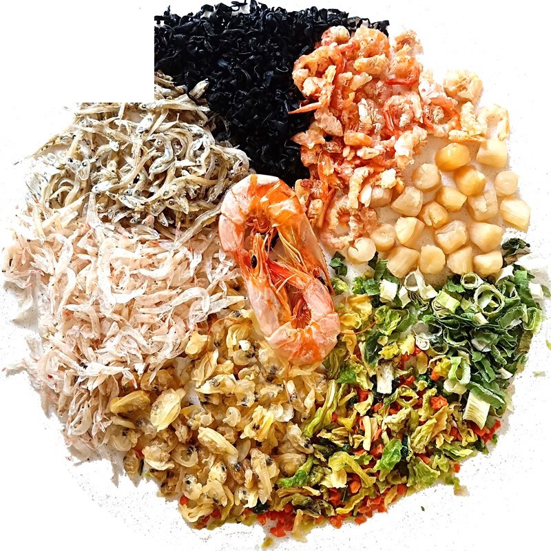 潮汕海鲜粥配料组合不含米材料干贝虾仁早餐煮煲咸粥