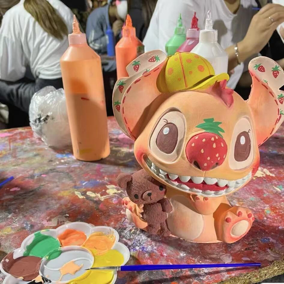 石膏娃娃涂色白胚模具大号网红史迪仔涂鸦手工diy制作彩绘搪胶存钱罐