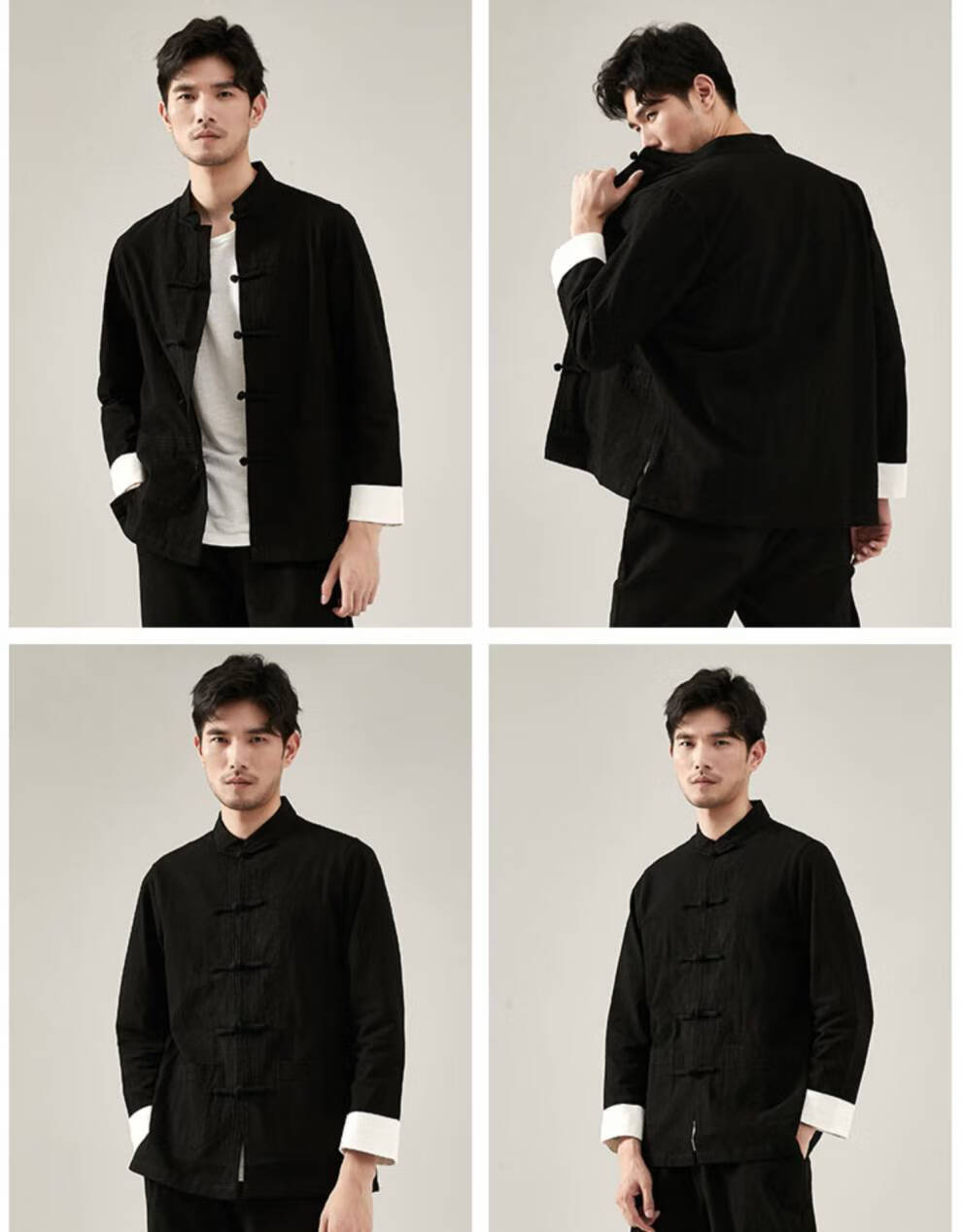 青年衬衫盘扣男士男式中国风复古中式春秋季外套褂子灰色5xl200230斤