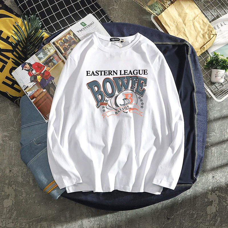 t恤男春秋季新款学生韩版潮流内搭打底衫上衣服男士春装彬彬有礼白xs