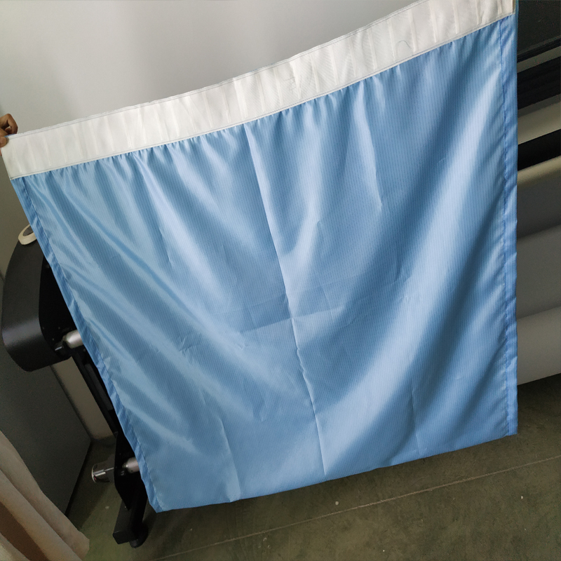 防静电布料定做布料条纹涤纶面料蓝色无尘服隔板套设备仪器防尘罩布袋