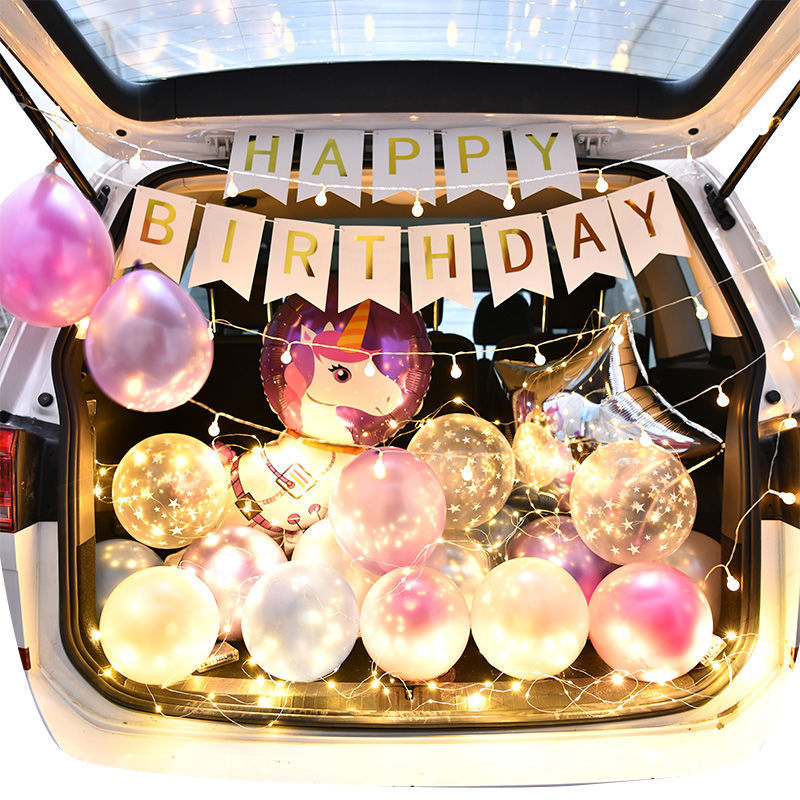 后备箱惊喜汽车后备箱生日女孩儿童生日装饰女儿后备箱室外场景布置32
