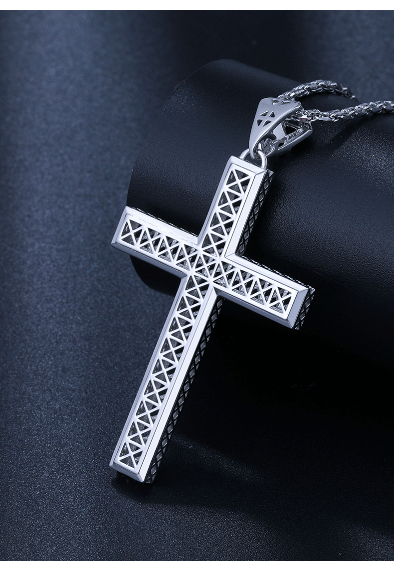 钰帛工坊男士铂金吊坠时尚镂空十字架pt950白金项链项坠pt999铂金坠子