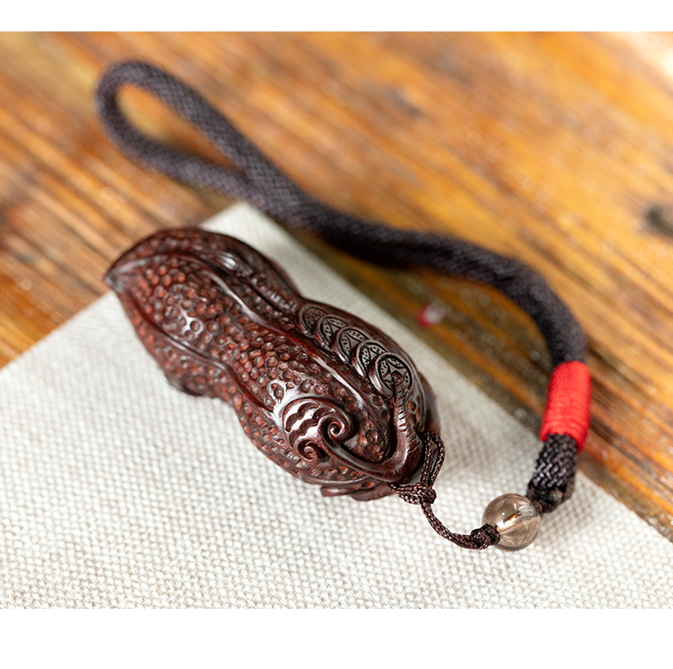 古珍 花生手把件 印度小叶紫檀木男士随身把玩物件盘玩手玩把件送长辈