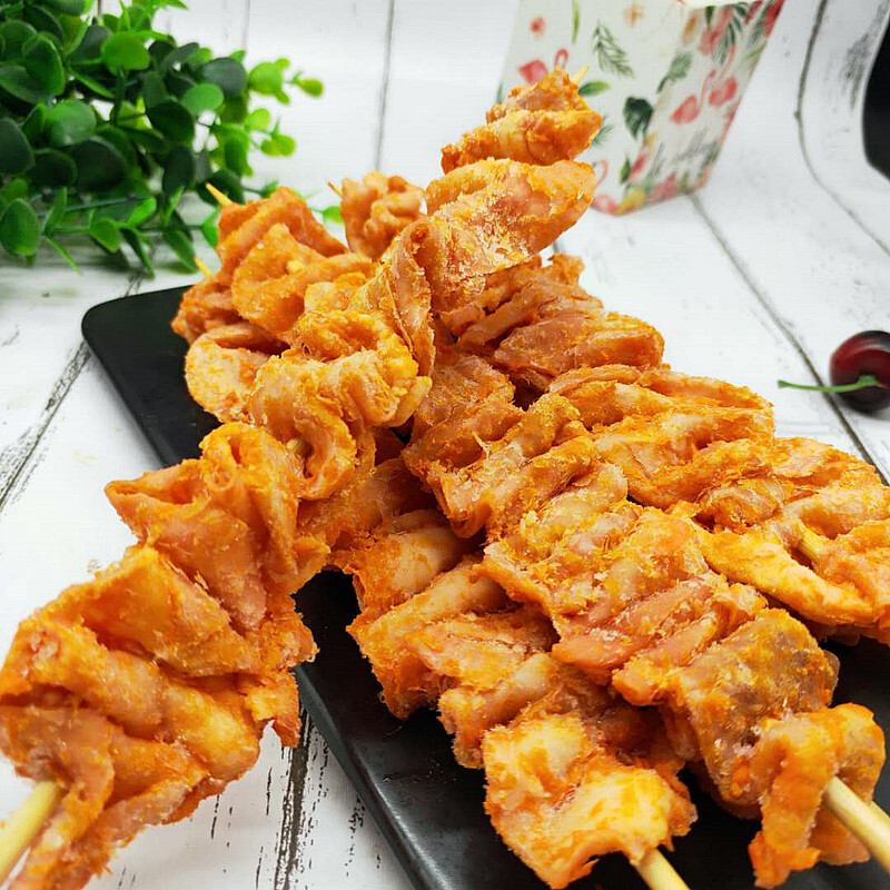 鸡皮串油炸弯弯香辣脆皮串奥尔良风味鸡皮鸡肉串烧烤食材20串900g