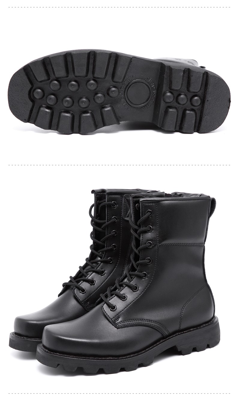 户外皮靴男钢头钢底工装作战靴钢板登山靴透气加绒靴保安靴战靴钢头钢