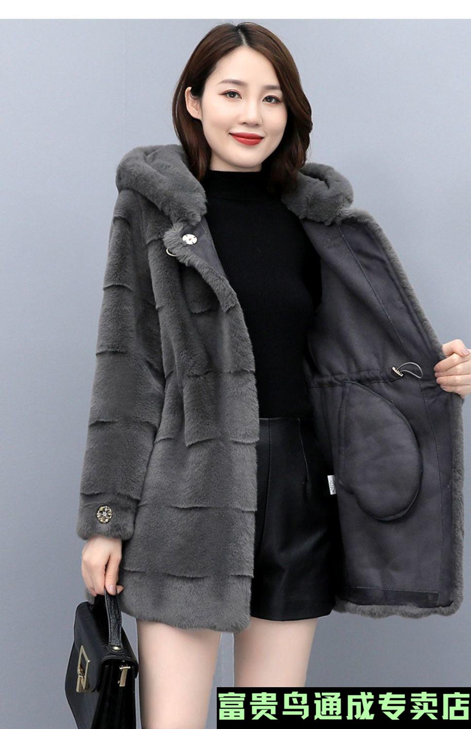 富贵鸟轻奢皮草新品21秋冬新款派克服丹麦水貂绒大衣皮毛一体连帽秋冬