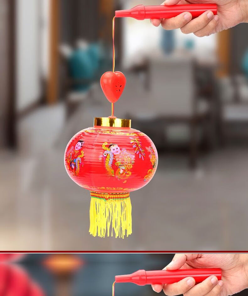 春节儿童手提灯笼玩具发光音乐旋转彩灯古风新年元宵节花灯小礼品水晶