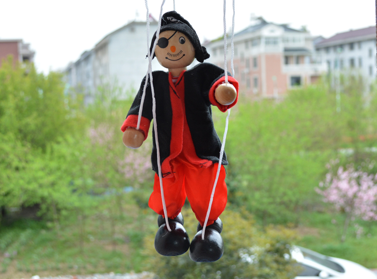 可狄 木偶娃娃提线木偶 海盗拉线人偶小丑木吊线匹诺曹玩偶幼儿园道具