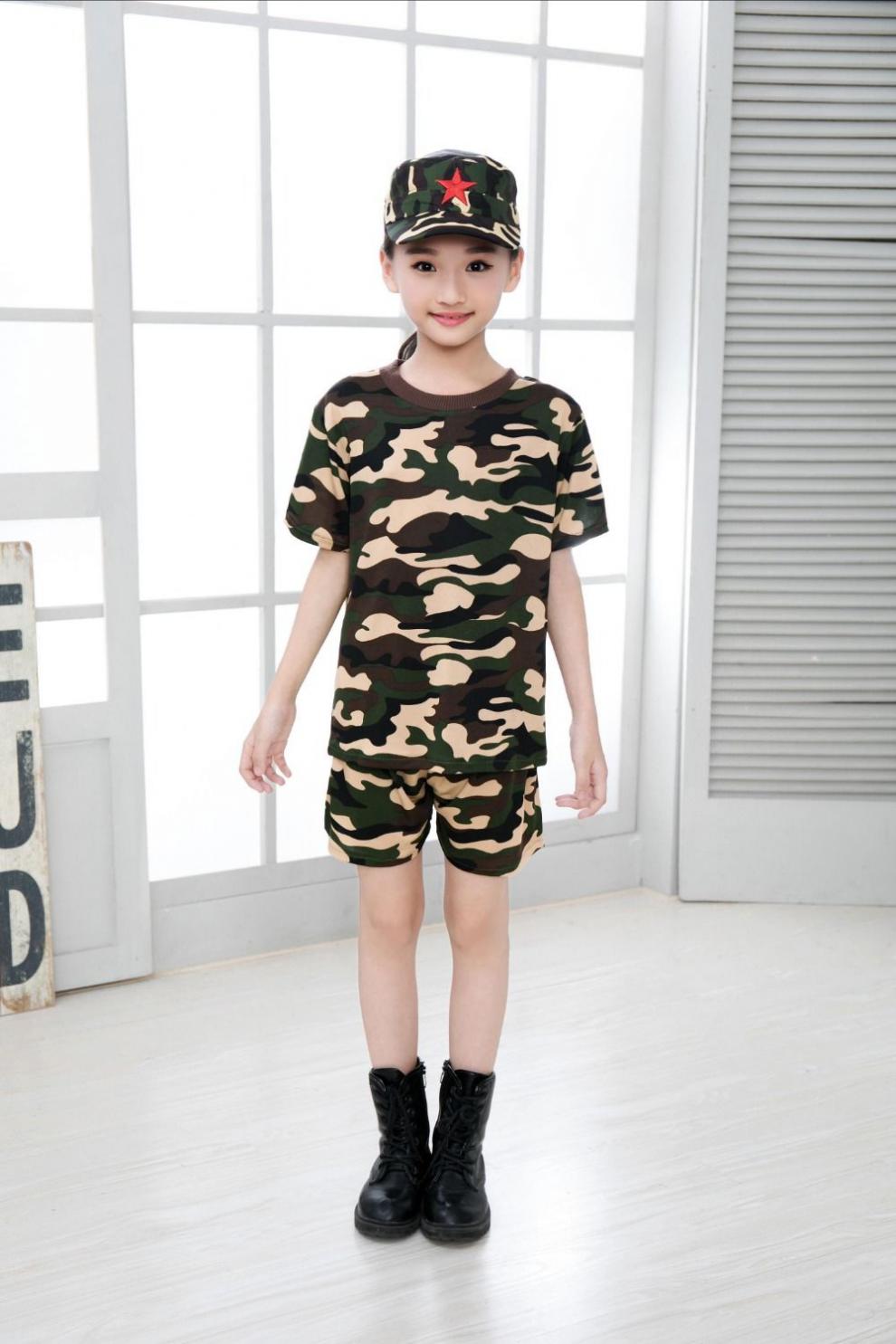 儿童迷彩服套装儿童迷彩服套装幼儿学生军训服演出服男女童丛林t恤