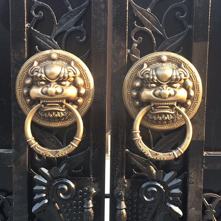 中式纯铜兽头门环仿古麒麟头狮子头虎头把手复古木门拉环大门拉手10cm