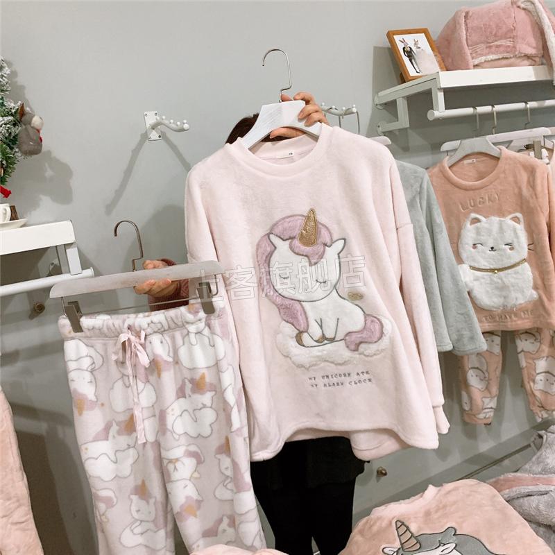 oysho睡衣 oysho睡衣网红女冬加厚珊瑚绒保暖休闲家居服长袖长裤套装