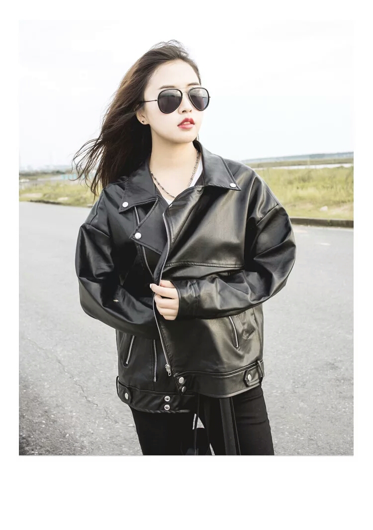 钊闻秋冬款皮衣女外套韩版宽松学生短款新款皮夹克机车春装女装女生