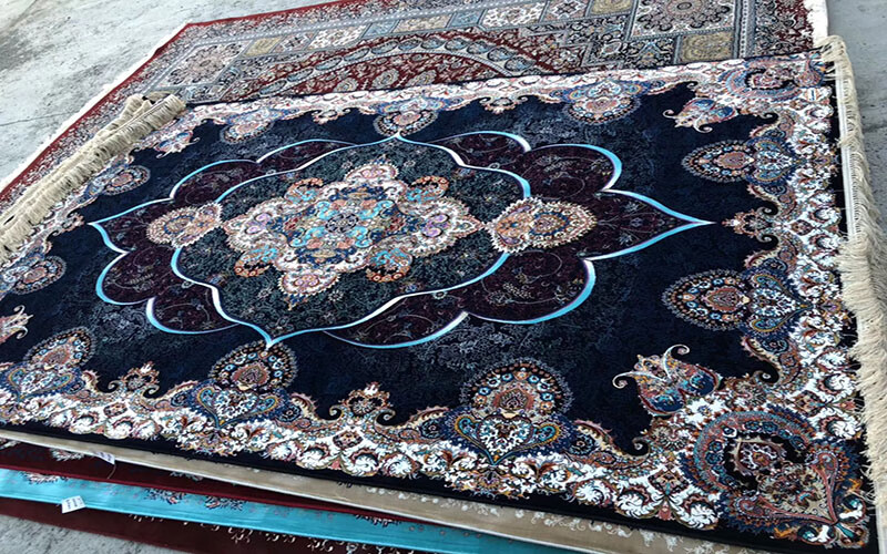 原装波斯地毯真丝地毯欧式美式地毯客厅卧室床边床头床尾地毯宝蓝色