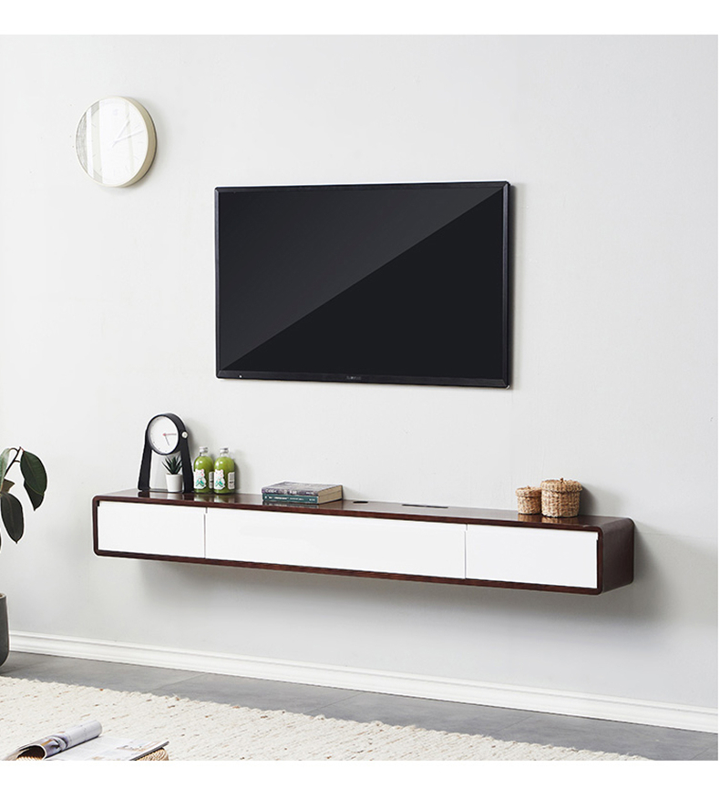 实木壁挂式悬空电视柜挂墙上悬挂客厅卧室小户型超窄白色极简挂壁白色