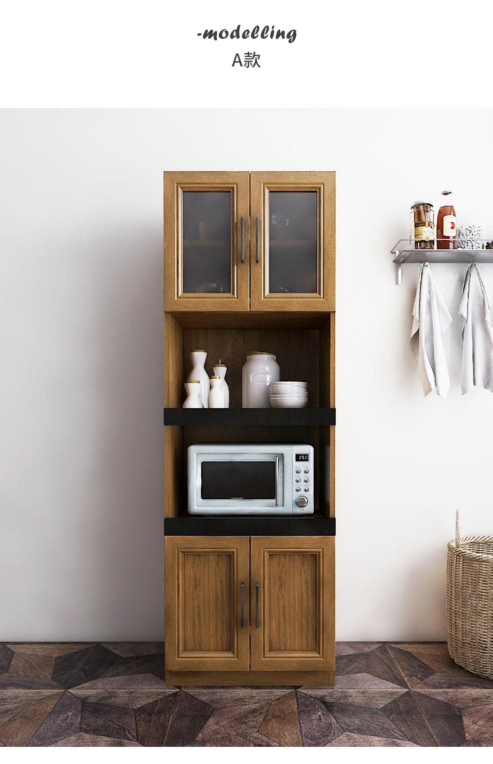 定制餐边柜简约现代厨房储物收纳高柜子立柜烤箱微波炉柜茶水柜子a款