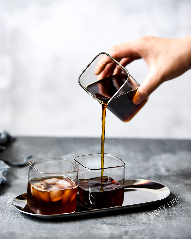 kfc手冲杯 mintylife日式方形透明玻璃杯分享壶套装手冲咖啡杯带托盘