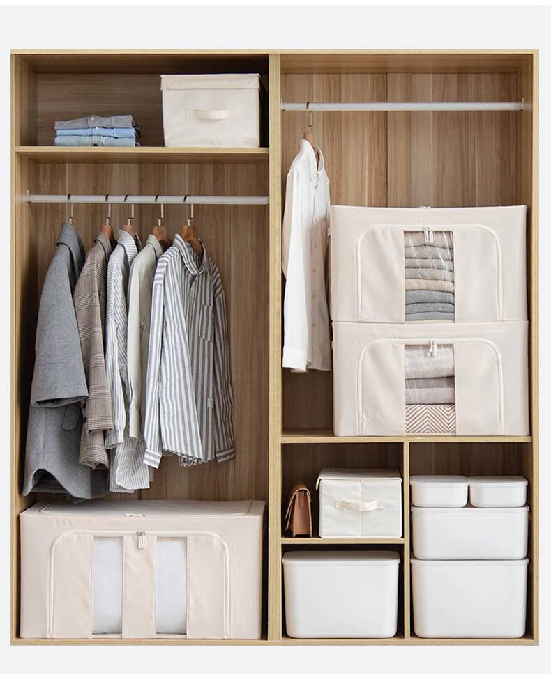 储衣箱宿舍 安琴牛津布收纳箱布艺透明衣柜整理箱棉被防潮折叠衣服