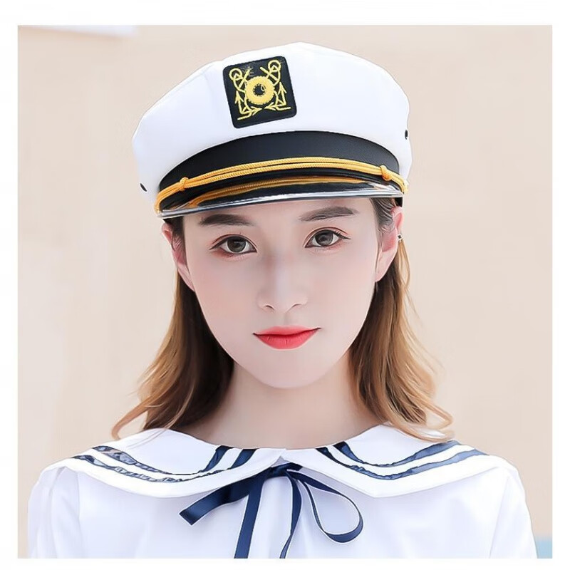 卡地兹服饰配件新品水手帽海军帽男夏亲子宝宝演出制服黑白色三角标