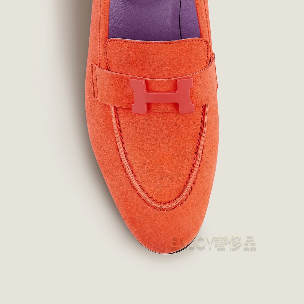hermes爱马仕女士乐福鞋平底鞋一脚蹬豆豆鞋驾车鞋小牛皮经典h扣简约