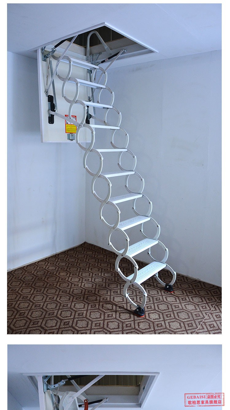 阁楼伸缩楼梯家用折叠梯子全自动升降爬梯电动收缩室内外多功能定制挂