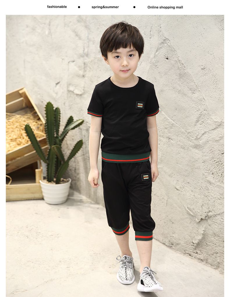 1-8岁小孩子小男孩夏天穿的衣服童装夏季男童新款韩版休闲短袖两件