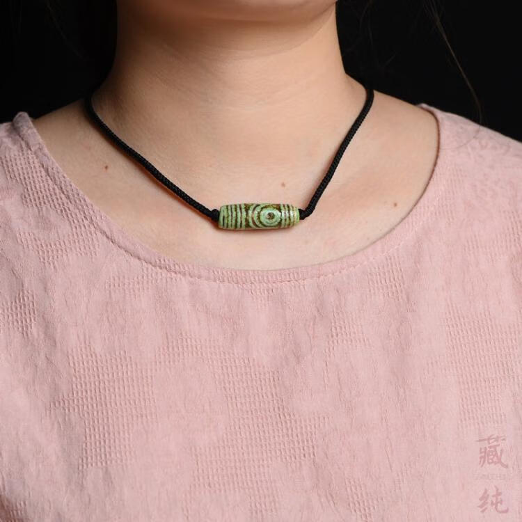 青稞供生日礼物风化开片老玛瑙送客户大年份锁骨链项链大气二眼天珠