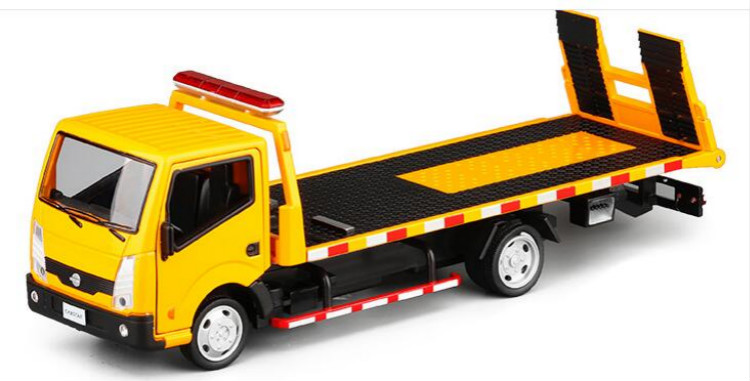 汽车运输车清障车回力声光卡车儿童生日礼物 杏白色 拖车 大众出租车
